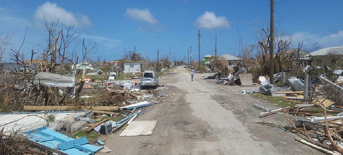 Daño del huracán Irma en Barbuda. Foto: UNDAC/Silva Lauffer