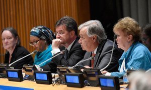 Secretary-General António Guterres (2nd right) delivers his remarks at the high-level meeting on the Prevention of Sexual Exploitation and Abuse.