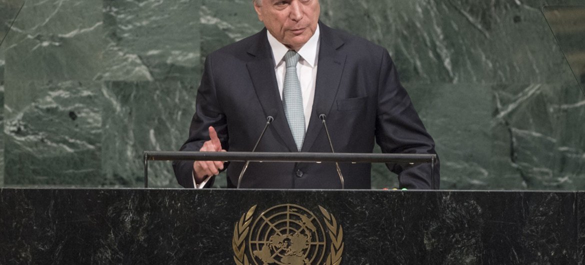 President Michel Temer of Brazil addresses the general debate of the 72nd Session of the General Assembly.