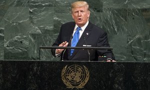 Le Président des Etats-Unis, Donald Trump, lors du débat général de l'Assemblée générale. Photo ONU/Cia Pak