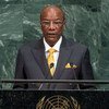 Le Président de la République de Guinée, Alpha Condé, lors du débat général de l'Assemblée générale des Nations Unies. Photo ONU/Cia Pak