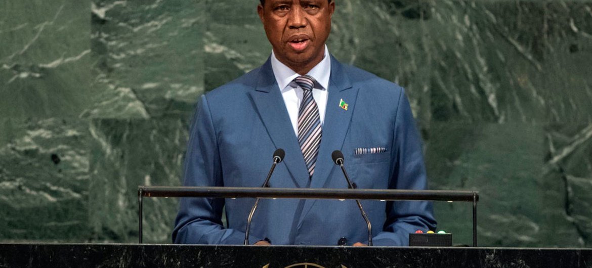 President Edgar Chagwa Lungu of the Republic of Zambia addresses the General Assembly’s annual general debate.