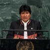 El presidente boliviano Evo Morales en la Asamblea General.Foto: ONU/Manuel Elías