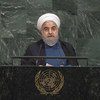 伊朗总统鲁哈尼在72届联大一般性辩论中发言。联合国图片/Cia Pak