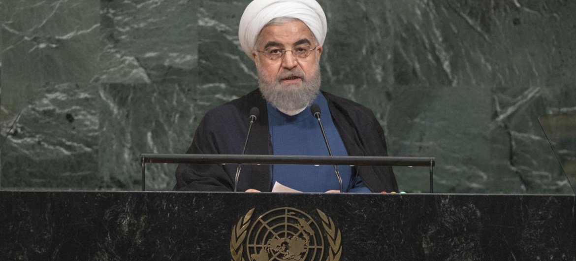 伊朗总统鲁哈尼在72届联大一般性辩论中发言。