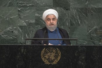 Le Président de la République islamique d'Iran, Hassan Rouhani, lors du débat général de l'Assemblée générale des Nations Unies. Photo ONU/Cia Pak