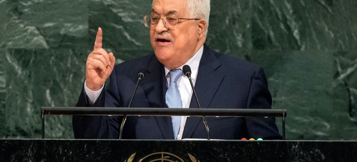 巴勒斯坦总统阿巴斯9月20日在联大一般性辩论中发言。