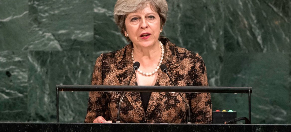 英国首相特雷莎·梅9月20日在第72届联大一般性辩论上发表讲话。