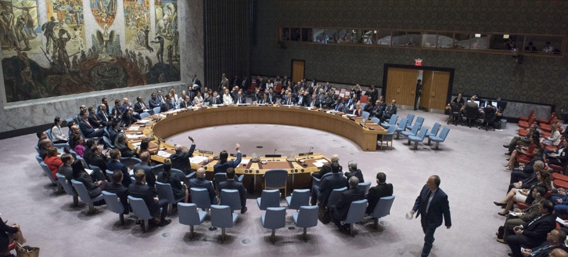 安理会正在举行会议。联合国图片/Kim Haughton