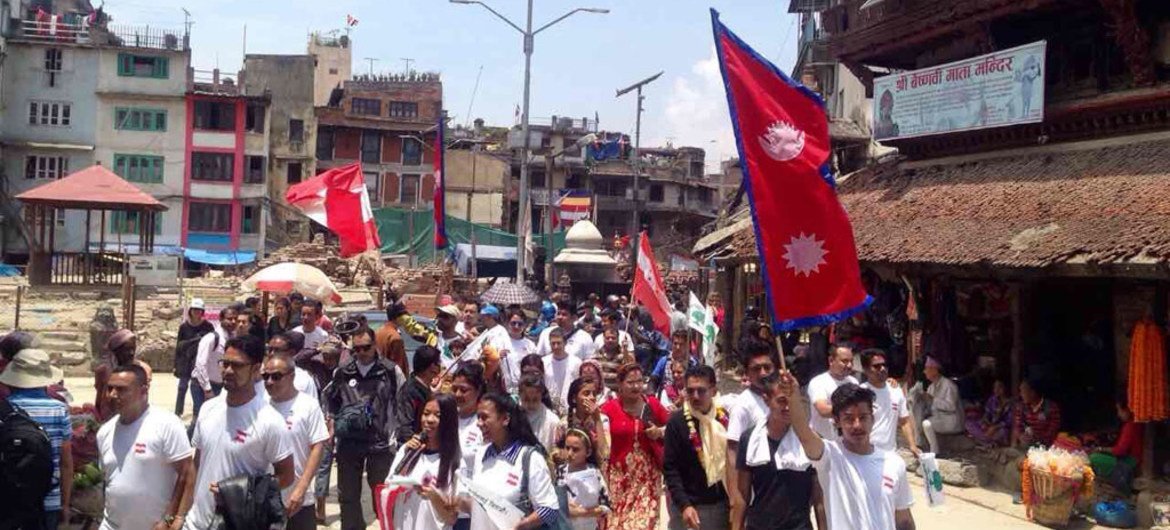 A political party campaigns in Nepal’s capital, Kathmandu, during the recently held local elections in the country.