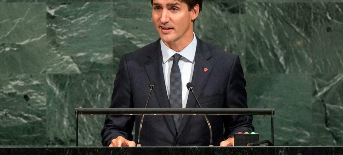 加拿大总理特鲁多9月21日在第72届联大一般性辩论发言。