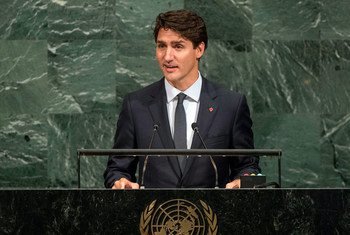 Le Premier ministre du Canada, Justin Trudeau, lors du débat général de l'Assemblée générale des Nations Unies. Photo ONU/Cia Pak