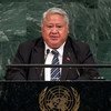 His Excellency Tuilaepa Sailele Malielegaoi, Prime Minister of Samoa, speaks at the UN General Assembly in New York.