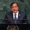 Le Ministre des affaires étrangères du Cambodge, Prak Sokhonn, lors du débat général de l'Assemblée générale des Nations Unies. Photo ONU/Cia Pak