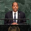 H.E. Mahmoud All Youssouf, Minister of Foreign Affairs and International Cooperation of Djibouti, speaks at a podium during the UN General Assembly's 72nd General Debate.