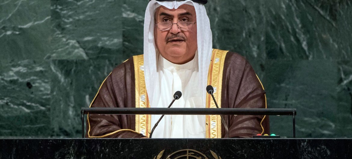الشيخ خالد بن أحمد آل خليفة وزير خارجية البحرين - الصورة: الأمم المتحدة