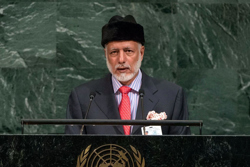 يوسف بن علوي وزير الشؤون الخارجية في عمان يلقي كلمة أمام مداولات الجمعية العامة للأمم المتحدة.