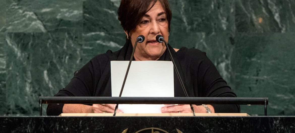 María Rubiales de Chamorro, Permanent Representative of Nicaragua to the United Nations, addresses the general debate of the General Assembly’s seventy-second session.