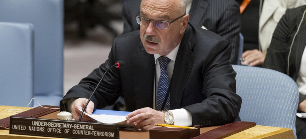  Vladimir Voronkov, Secrétaire général adjoint du Bureau des Nations Unies contre le terrorisme, intervenant lors d'une réunion du Conseil de sécurité sur les menaces à la paix et à la sécurité internationales causées par des actes terroristes.