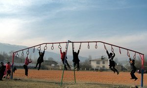 Children play at the multi-ethnic Krupskaya School in the town of Nookat, Osh oblast, Kyrgyzstan. (November 2010)