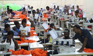 Factory workers producing shirts for overseas clients, in Accra, Ghana.