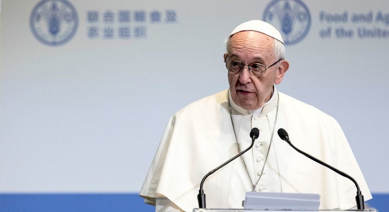 El Papa Francisco durante una conferencia de la FAO, en Italia. 