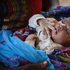 A nine-day-old baby boy is cradled by his mother (partially visible) in Bambaya Village in Fiama Chiefdom, Kono District, Sierra Leone.