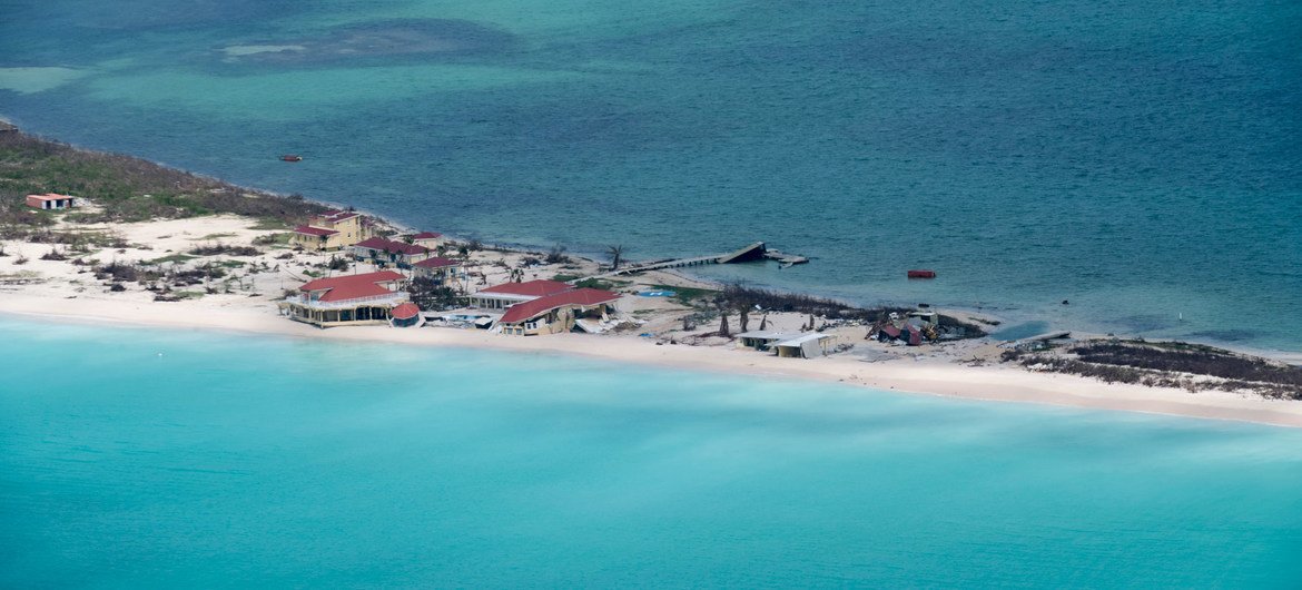 Aerial view of the damage caused by Hurricane Irma in Antigua and Barbuda (2017).