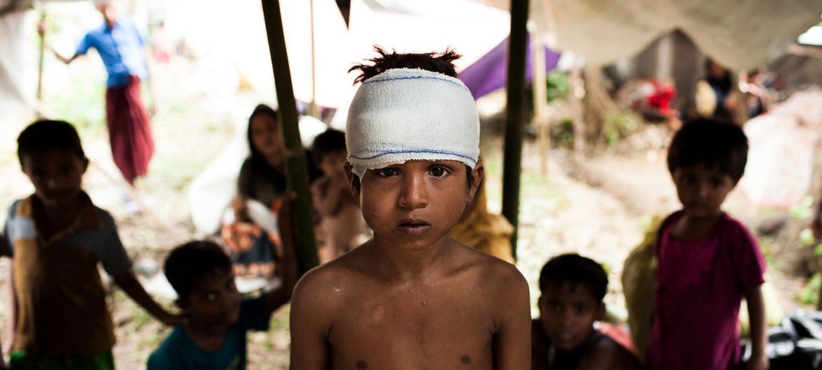 Mohammed Yasin, 8, is amongst the Rohingyas refugee children living in shelters at the Kutupalong makeshift camp in Cox's Bazar, Bangladesh.