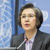 Yanghee Lee, Special Rapporteur on the situation of human rights in Myanmar, briefs reporters at UN Headquarters.