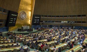 Wide view of the General Assembly meeting to consider the necessity of ending the economic, commercial and financial embargo imposed by the United States of America against Cuba.