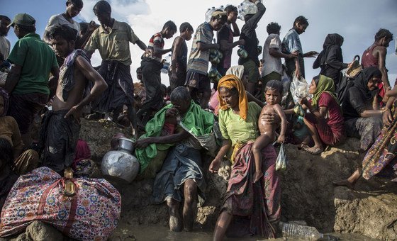 2017年10月，从缅甸若开邦逃到孟加拉国考克斯巴扎地区的罗兴亚难民。