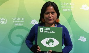 Indigenous activist from Peru, Rosalia Yampis, Director of Women Program in the Interethnic Association for the development of the Peruvian rainforest (AIDESEP). Photo UN Social Media team/Karin Orantes