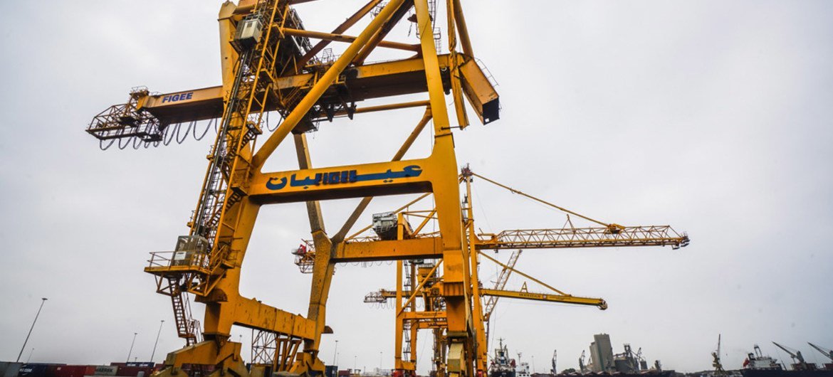 The port in the city of Hudaydah is a major lifeline for Yemen, bringing in food and humanitarian assistance. These cranes have been out of service since mid-2015, with little hope of repair anytime soon. (file)