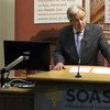 Secretary-General António Guterres delivers lecture at the School of Oriental and African Studies of the University of London.