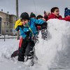 Eleven-year-old Basel Alrashdan (light blue jacket), who is from a Syrian refugee family resettled in Canada, plays with his friends from his school, Charlottetown on Prince Edward Island. UNICEF/Gilbertson VII Photo