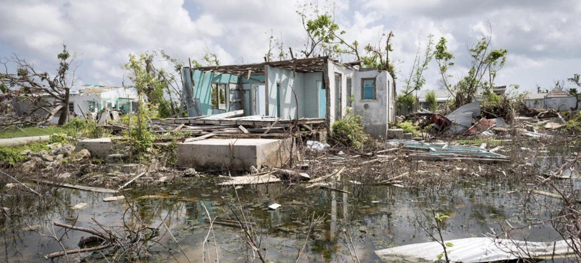 Scene from Codrington town in Barbuda during the Secretary-General’s visit in mid-October 2017 to survey the damage caused by successive Category-5 hurricanes.