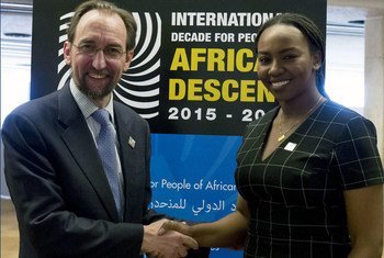 Zeid Ra'ad Zeid Al Hussein, United Nations High Commissioner for Human Rights with Opal Tometi, Co-Founder of Black Lives Matter and Executive Director of the Black Alliance for Just Immigration during the International Decade For People of African Descen
