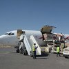 On 25 November 2017, a shipment of vaccines is delivered to the Sana’a International airport, bringing in15 tonnes of BCG, Penta and PCV vaccine supplies to protect Yemeni children from diseases such as diphtheria and tetanus. UNICEF/UN0147212/Madhok