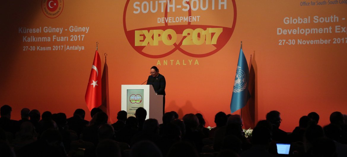 Fekitamoeloa Utoikamanu, High Representative for the Least Developed Countries, Landlocked Developing Countries and Small Island Developing States (UN-OHRLLS) addresses the opening ceremony of the Global South-South Development Expo 2017 in Antalya, Turke