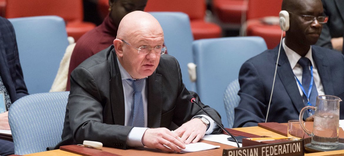 Постоянный представитель России при ООН  Василий Небензя в Совете Безопасности ООН