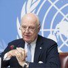 Staffan de Mistura, l'Envoyé spécial des Nations Unies pour la Syrie,  lors d'une conférence de presse à Genève (archives).