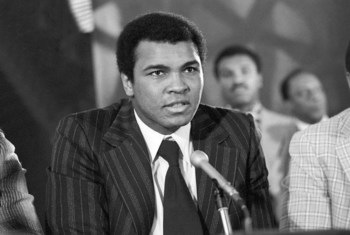 UN Messenger of Peace and boxing legend Muhammad Ali at UN Headquarters in 1975. (file)