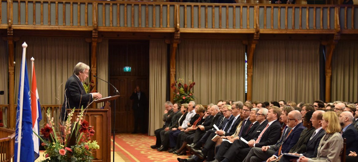 Secretary-General António Guterres delivers the keynote speech during closing ceremony of ICTY at The Hague.