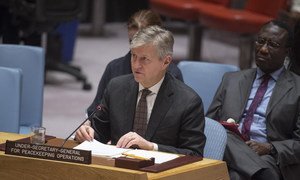 Jean-Pierre Lacroix, Under-Secretary-General for Peacekeeping Operations, briefs the Security Council on the reports of the Secretary-General on the African Union-UN Hybrid Operation in Darfur (UNAMID).