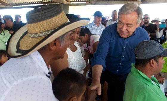 In Colombia, UN chief meets with ex-combatants, expressing hope for future and peace process