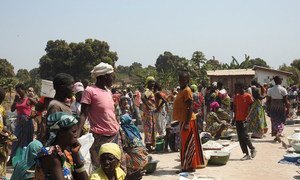 Displaced women and children in at one of the spontaneous sites where internally displaced people have gathered in Paoua town, Central African Republic.