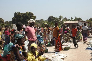 Displaced women and children in at one of the spontaneous sites where internally displaced people have gathered in Paoua town, Central African Republic.