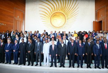 Le Secrétaire général de l’ONU, Antonio Guterres, au Sommet de l'Union africaine. Photo ONU/Antonio Fiorente