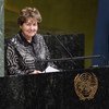 Eva Lavi, Holocaust survivor, addresses the United Nations Holocaust Memorial Ceremony on the theme, ‘Holocaust Remembrance and Education: Our Shared Responsibility.’